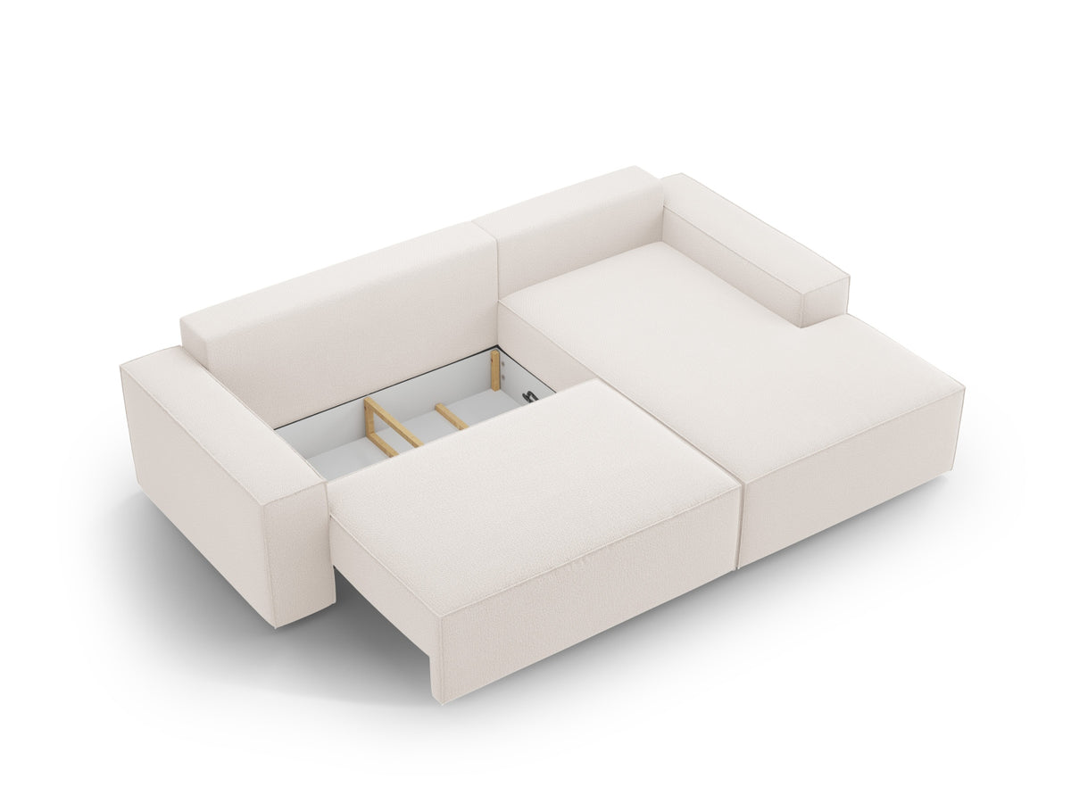 Jodie Ecksofa rechts mit Schlaffunktion und Stauraumbox 3 Sitzer in Light Beige-Megan präsentiert im Onlineshop von KAQTU Design AG. Bettsofa rechts ist von Micadoni