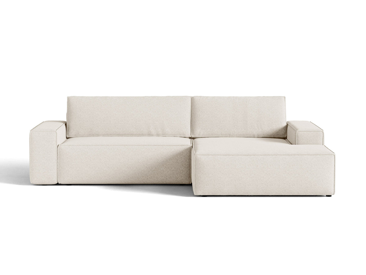 Jodie Ecksofa rechts mit Schlaffunktion und Stauraumbox 3 Sitzer in Light Beige-Megan präsentiert im Onlineshop von KAQTU Design AG. Bettsofa rechts ist von Micadoni