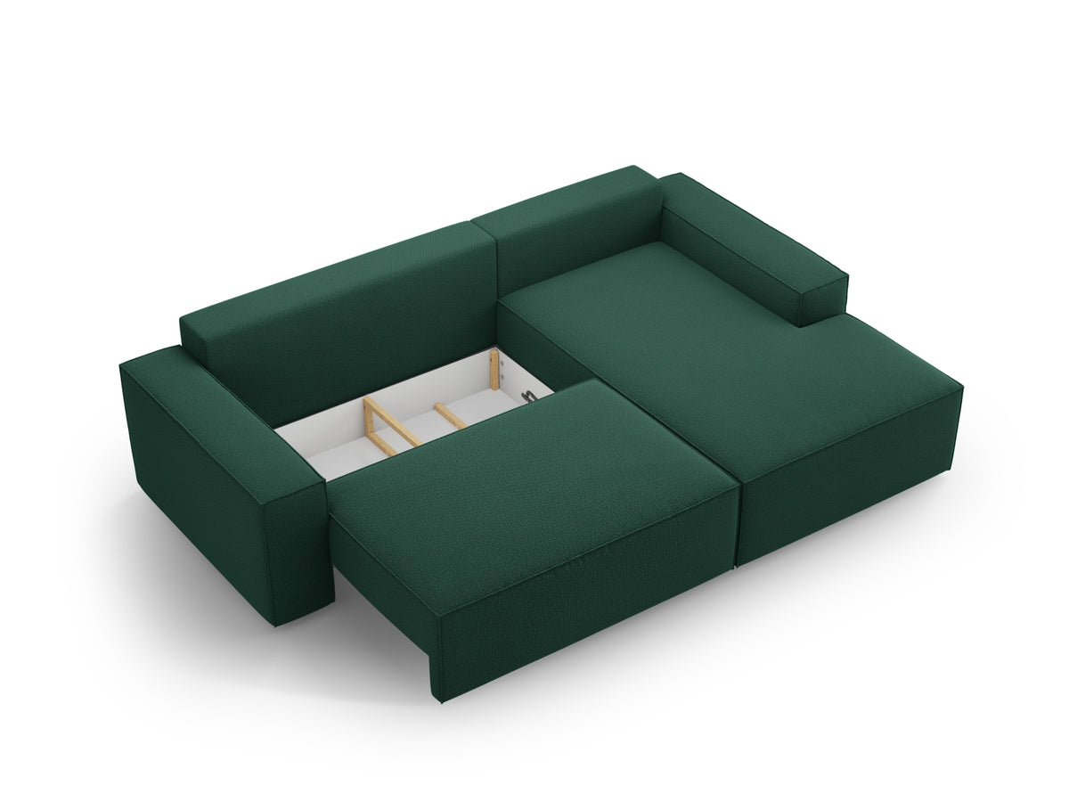 Jodie Ecksofa rechts mit Schlaffunktion und Stauraumbox 3 Sitzer in Green-Megan präsentiert im Onlineshop von KAQTU Design AG. Bettsofa rechts ist von Micadoni