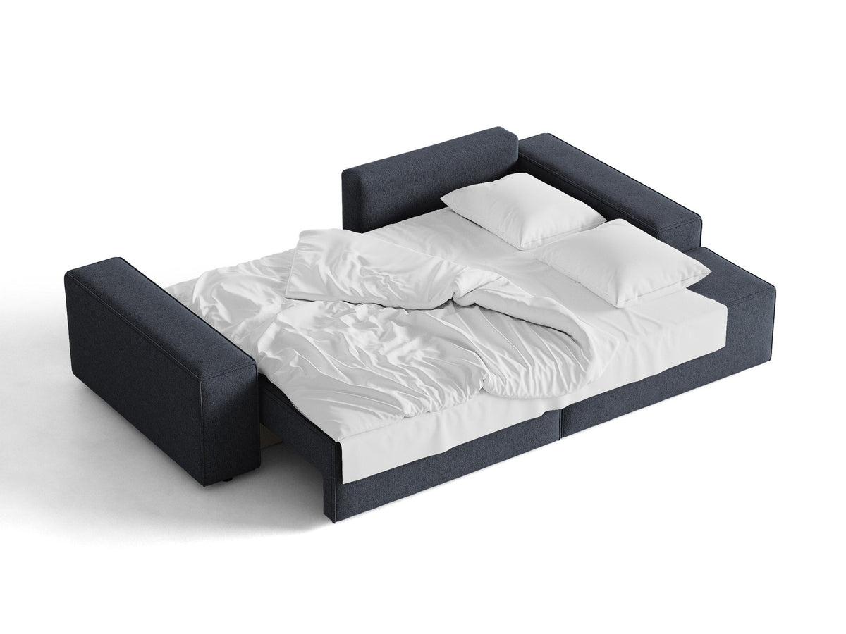 Jodie Ecksofa rechts mit Schlaffunktion und Stauraumbox 3 Sitzer in Blue-Megan präsentiert im Onlineshop von KAQTU Design AG. Bettsofa rechts ist von Micadoni