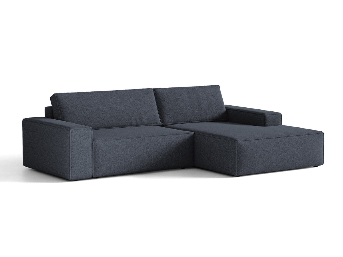 Jodie Ecksofa rechts mit Schlaffunktion und Stauraumbox 3 Sitzer in Blue-Megan präsentiert im Onlineshop von KAQTU Design AG. Bettsofa rechts ist von Micadoni