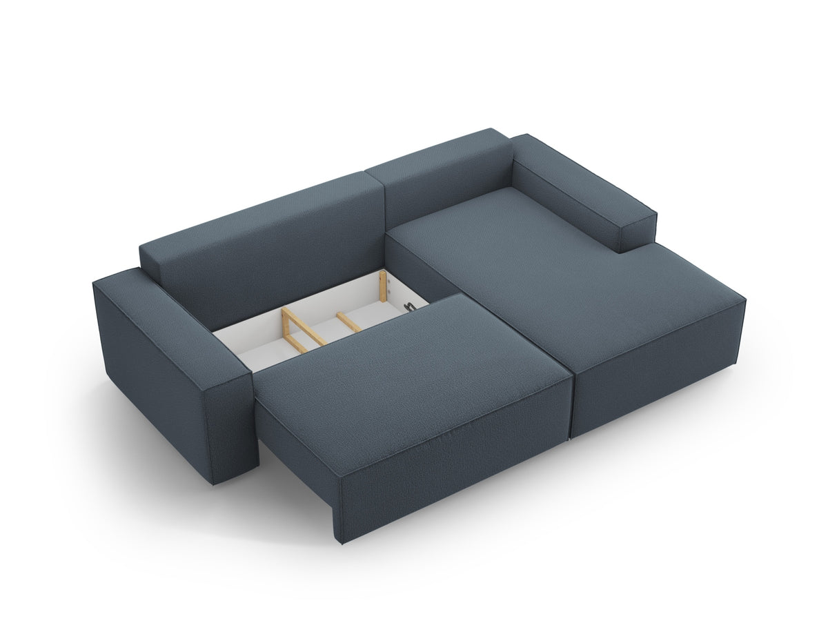 Jodie Ecksofa rechts mit Schlaffunktion und Stauraumbox 3 Sitzer in Blue-Megan präsentiert im Onlineshop von KAQTU Design AG. Bettsofa rechts ist von Micadoni