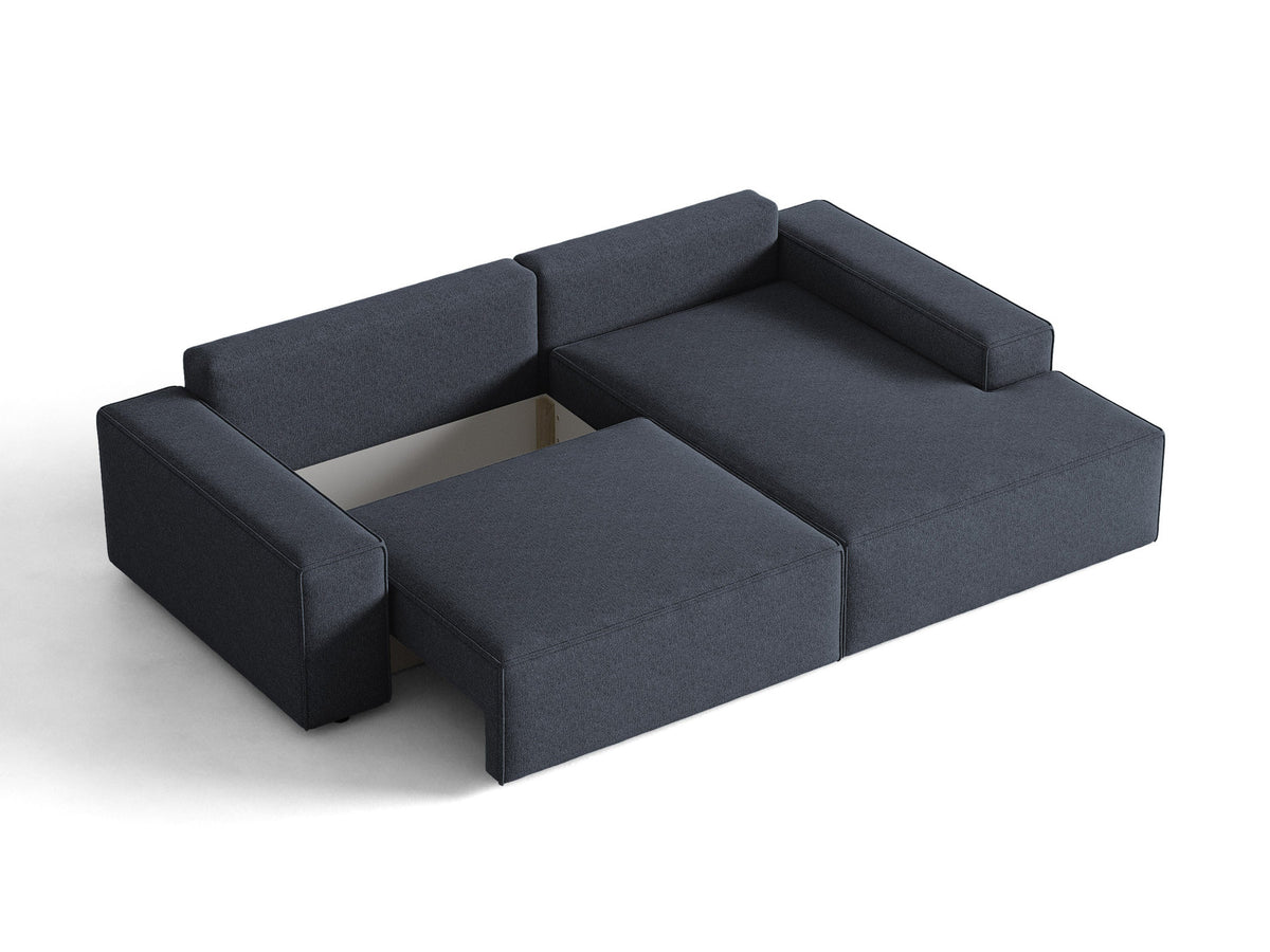 Jodie Ecksofa rechts mit Schlaffunktion und Stauraumbox 3 Sitzer in Blue-Megan präsentiert im Onlineshop von KAQTU Design AG. Bettsofa rechts ist von Micadoni