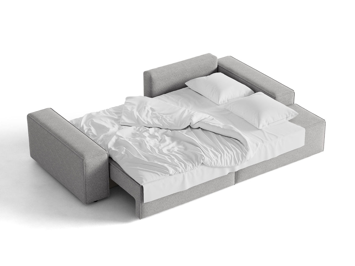 Jodie Ecksofa rechts mit Schlaffunktion und Stauraumbox 3 Sitzer in Light Grey-Megan präsentiert im Onlineshop von KAQTU Design AG. Bettsofa rechts ist von Micadoni
