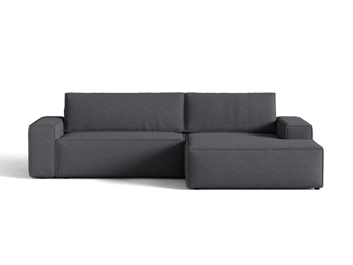 Jodie Ecksofa rechts mit Schlaffunktion und Stauraumbox 3 Sitzer in Dark Grey-Megan präsentiert im Onlineshop von KAQTU Design AG. Bettsofa rechts ist von Micadoni