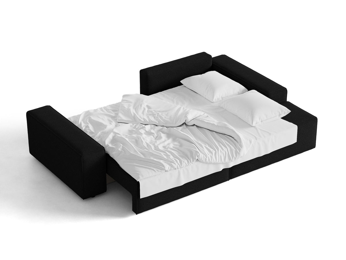 Jodie Ecksofa rechts mit Schlaffunktion und Stauraumbox 3 Sitzer in Black-Megan präsentiert im Onlineshop von KAQTU Design AG. Bettsofa rechts ist von Micadoni