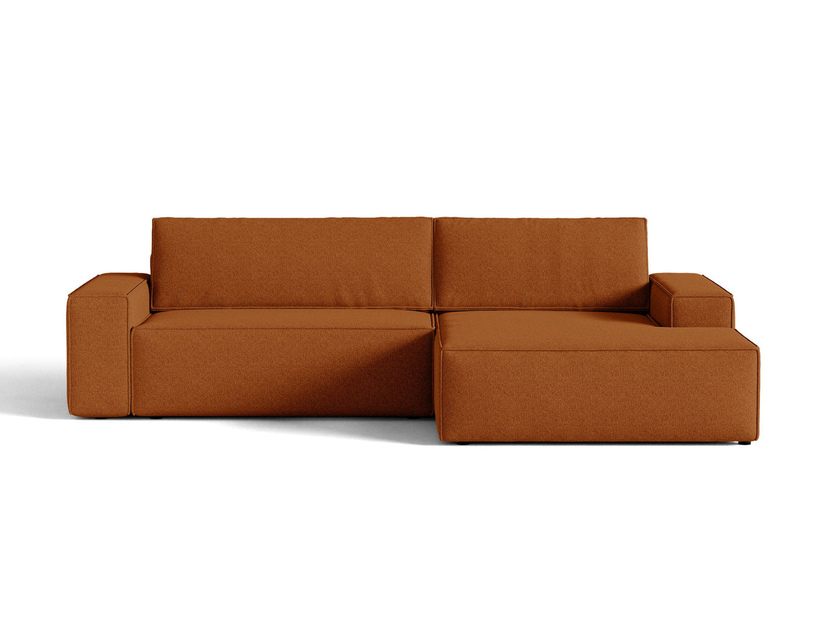 Jodie Ecksofa rechts mit Schlaffunktion und Stauraumbox 3 Sitzer in Terracotta-Megan präsentiert im Onlineshop von KAQTU Design AG. Bettsofa rechts ist von Micadoni