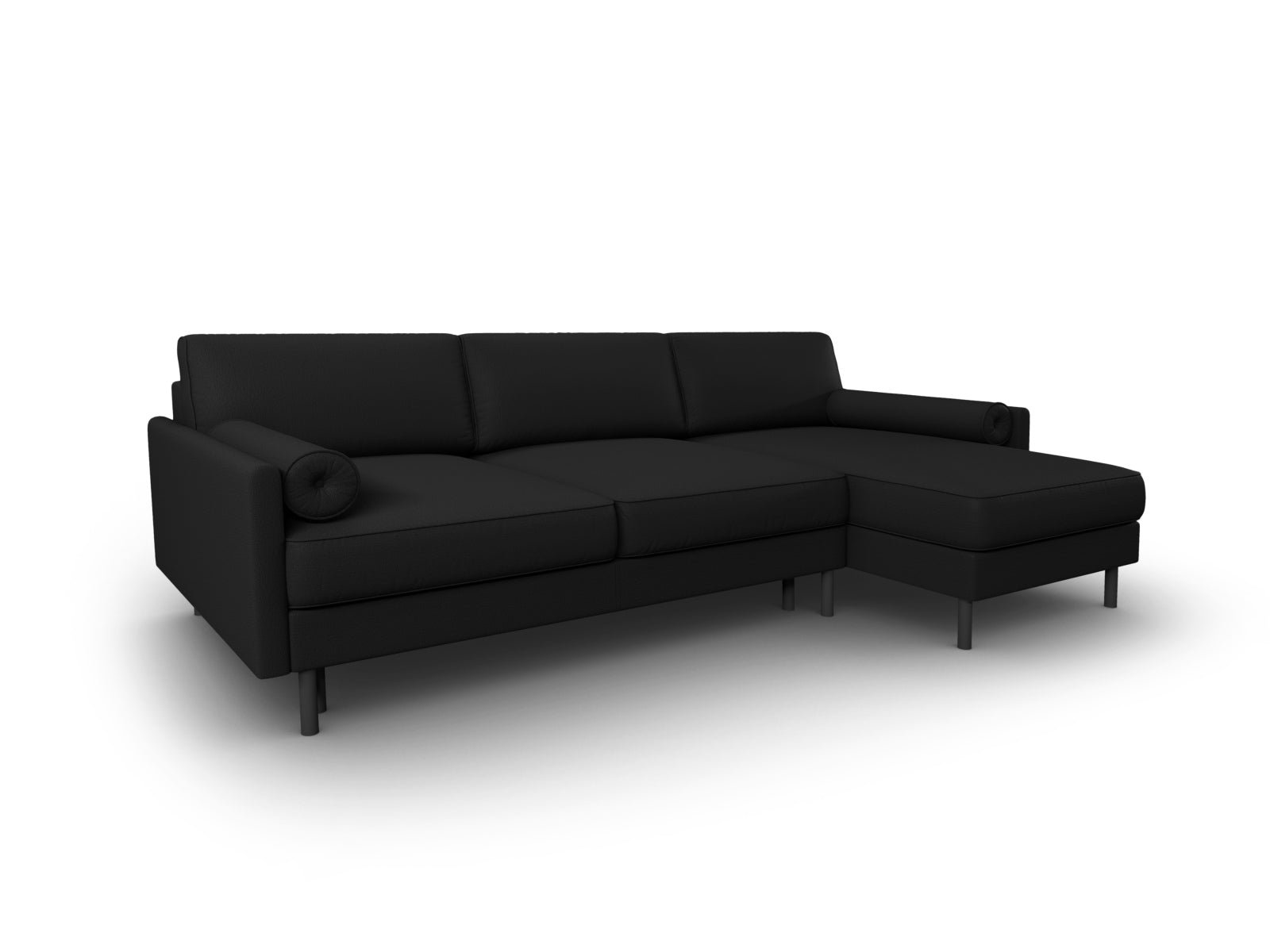 Elegantes Scott Ecksofa in Schwarz, 5-Sitzer mit Schlaffunktion und Stauraum, perfekt für stilvolle und funktionale Wohnkonzepte.