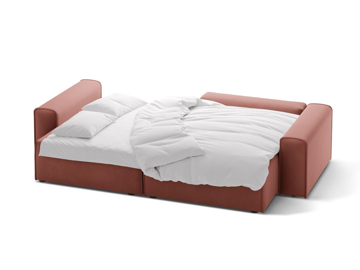 3-Sitzer Ecksofa Victor rechts mit Schlaffunktion und Stauraum in Pink-Paris präsentiert im Onlineshop von KAQTU Design AG. Bettsofa rechts ist von Micadoni