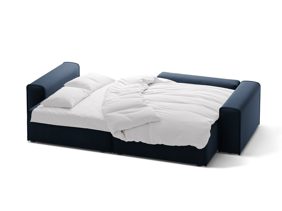 3-Sitzer Ecksofa Victor rechts mit Schlaffunktion und Stauraum in Dark Blue-Paris präsentiert im Onlineshop von KAQTU Design AG. Bettsofa rechts ist von Micadoni