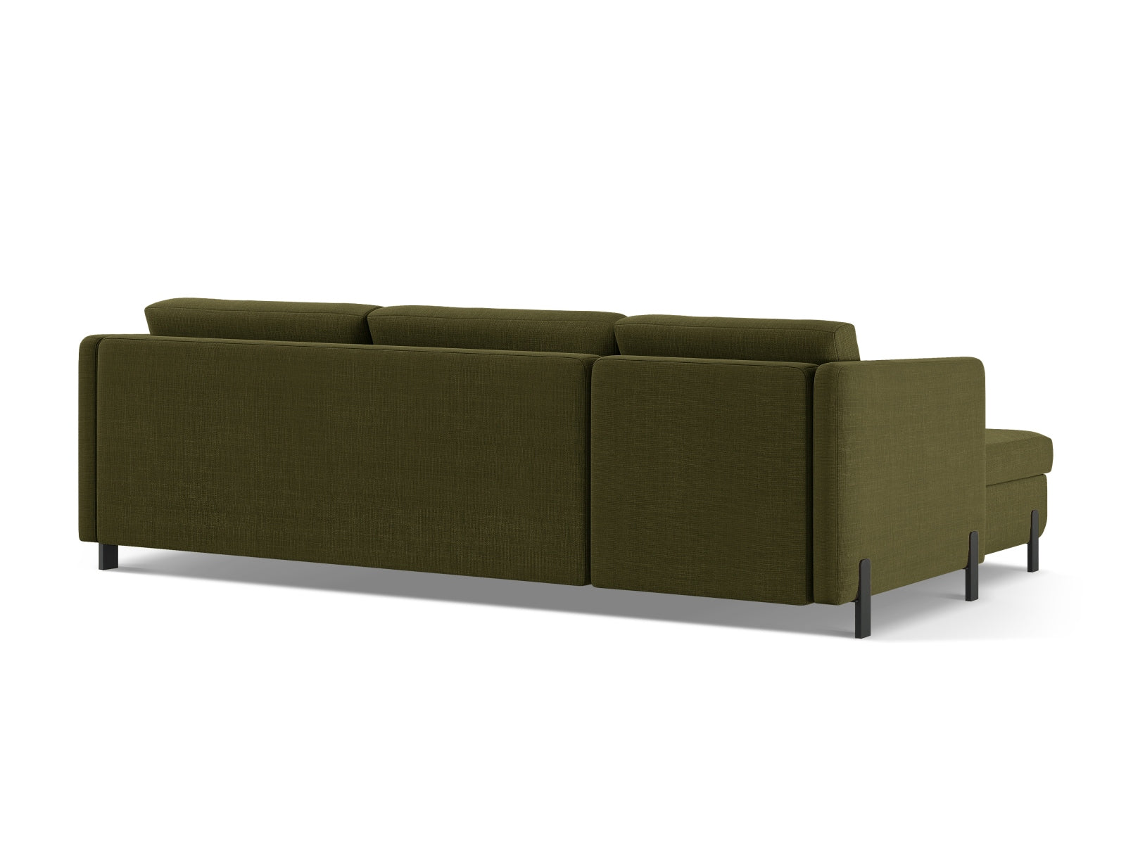 Modernes, rechteckiges Ecksofa Gloria in Grün, ideal für gemütliche Abende und als Schlafgelegenheit mit zusätzlichem Stauraum.