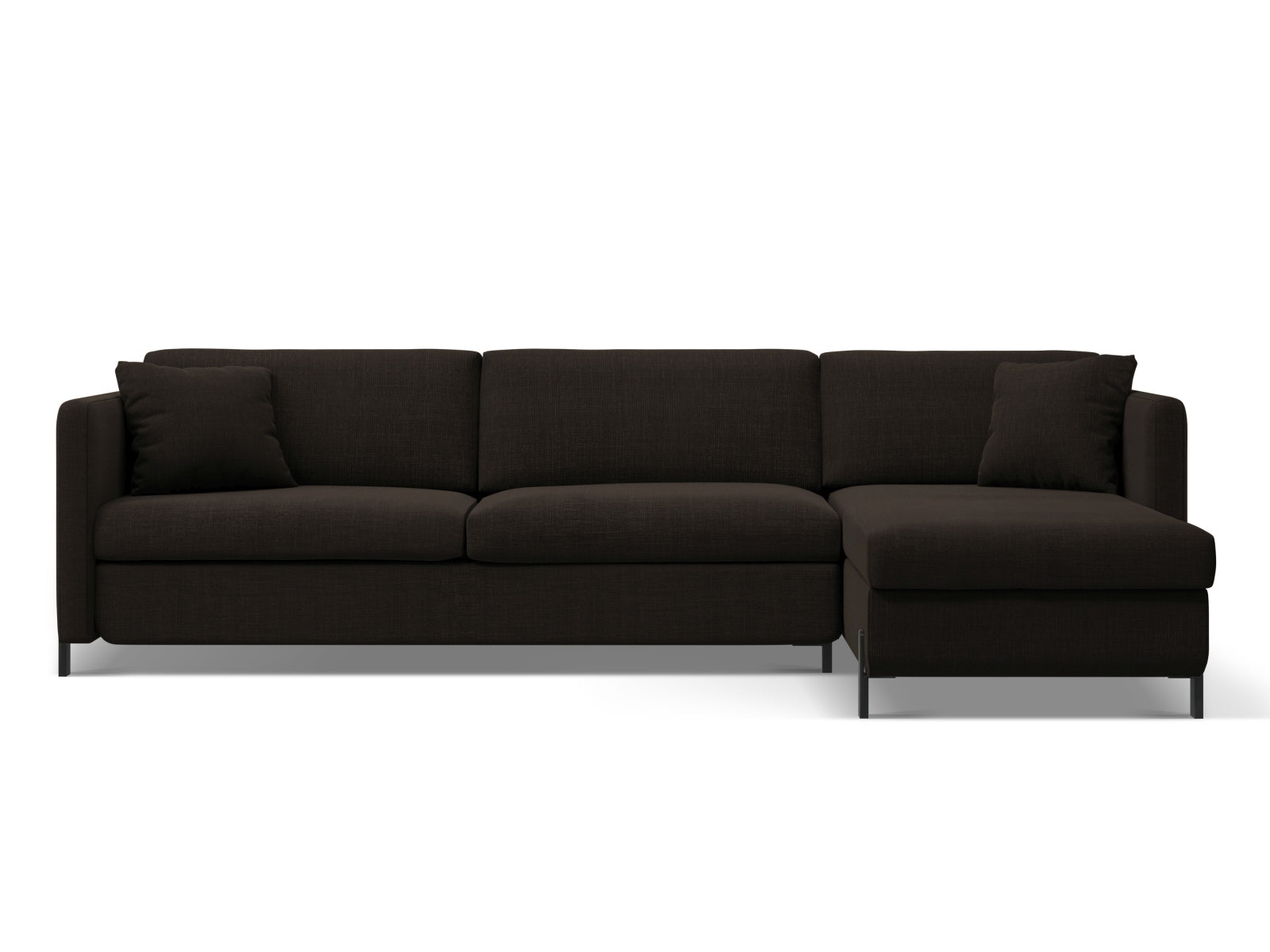 Gloria Ecksofa rechts mit Schlaffunktion und Stauraum 4 Sitzer in Dark Grey-Bjorn präsentiert im Onlineshop von KAQTU Design AG. Bettsofa rechts ist von Micadoni
