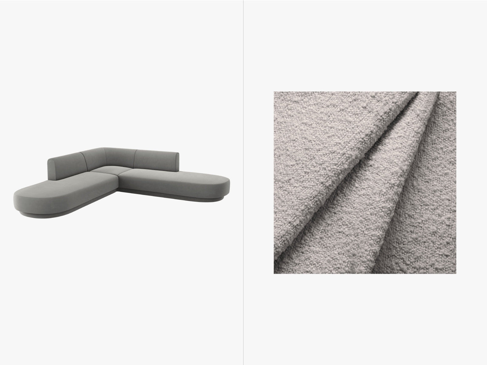 Miley Boucle Symmetrical Ecksofa 5 Sitzer in Light Grey präsentiert im Onlineshop von KAQTU Design AG. 3er Sofa ist von Micadoni