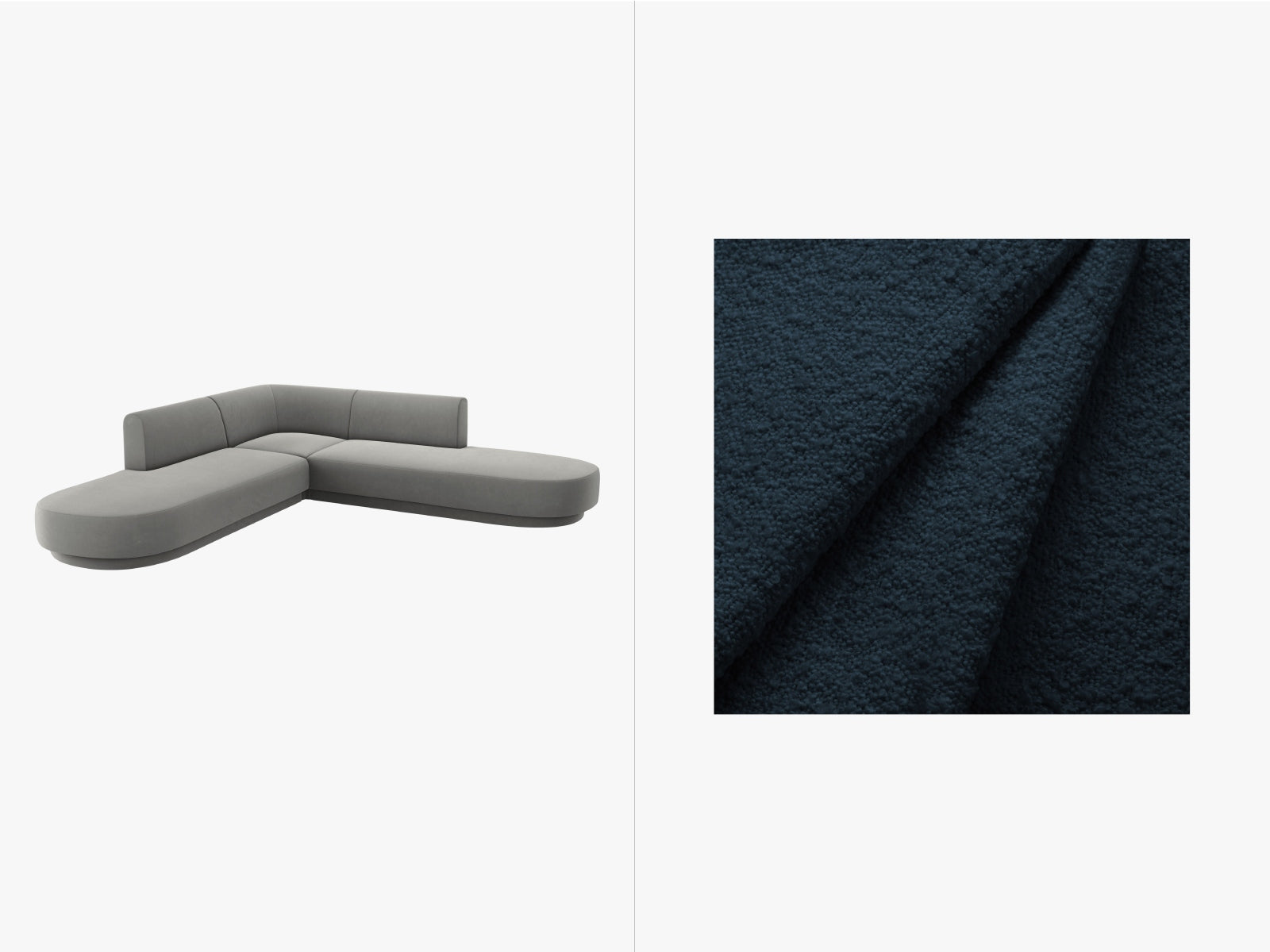 Miley Boucle Symmetrical Ecksofa 5 Sitzer in Dark Blue präsentiert im Onlineshop von KAQTU Design AG. 3er Sofa ist von Micadoni