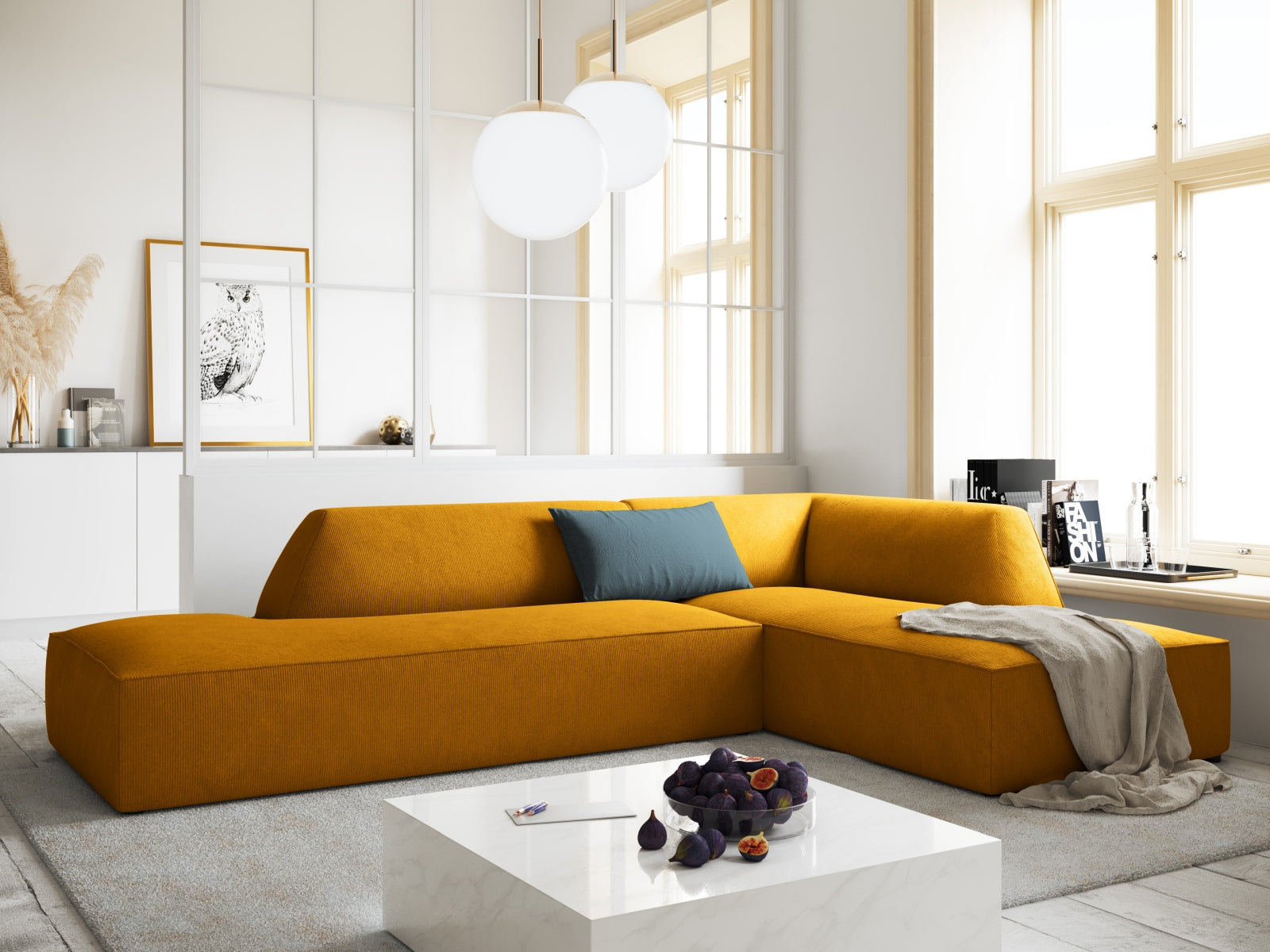 Ruby Modulares Ecksofa rechts 4 Sitzer in Yellow präsentiert im Onlineshop von KAQTU Design AG. Ecksofa rechts ist von Micadoni