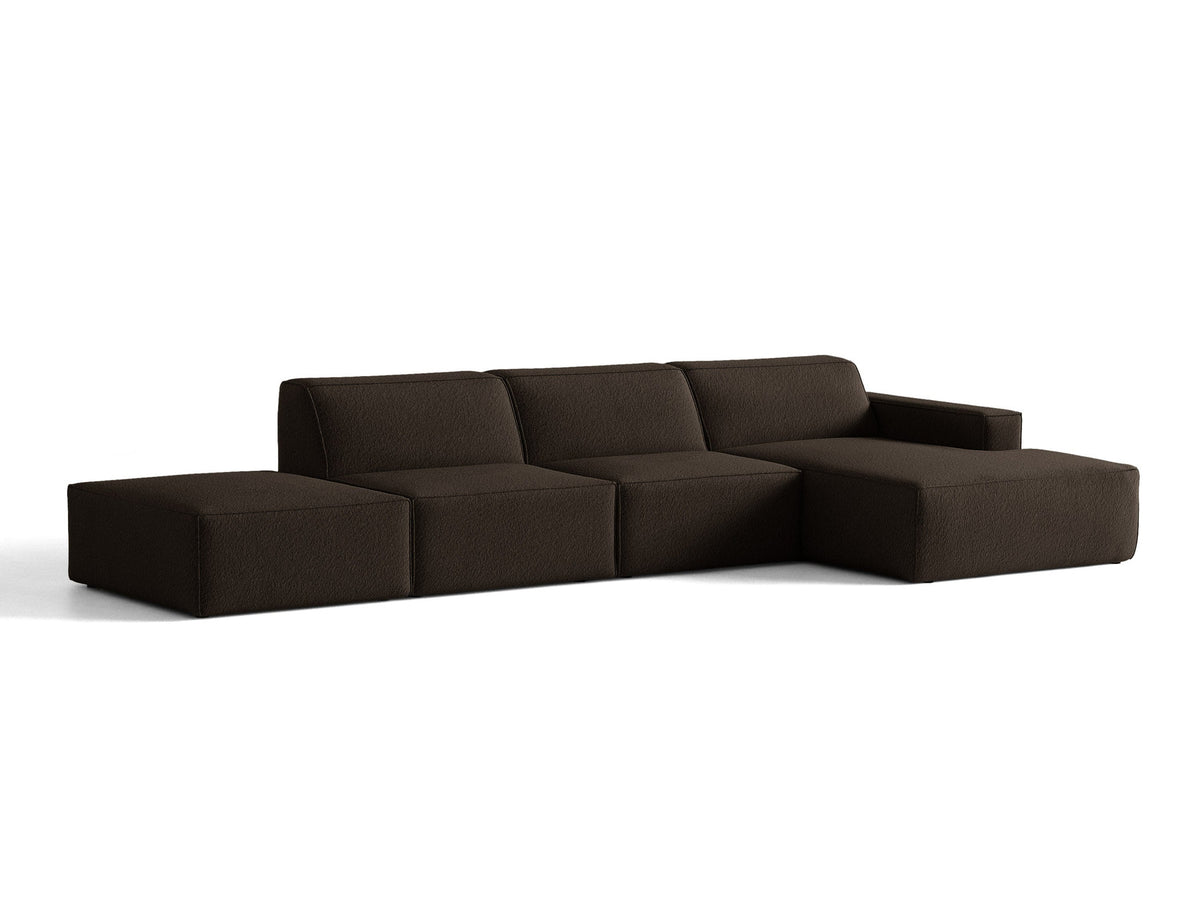 Modulares Ecksofa Jodie von Micadoni mit Stoffbezug, Holzrahmen und niedrigen schwarzen Beinen