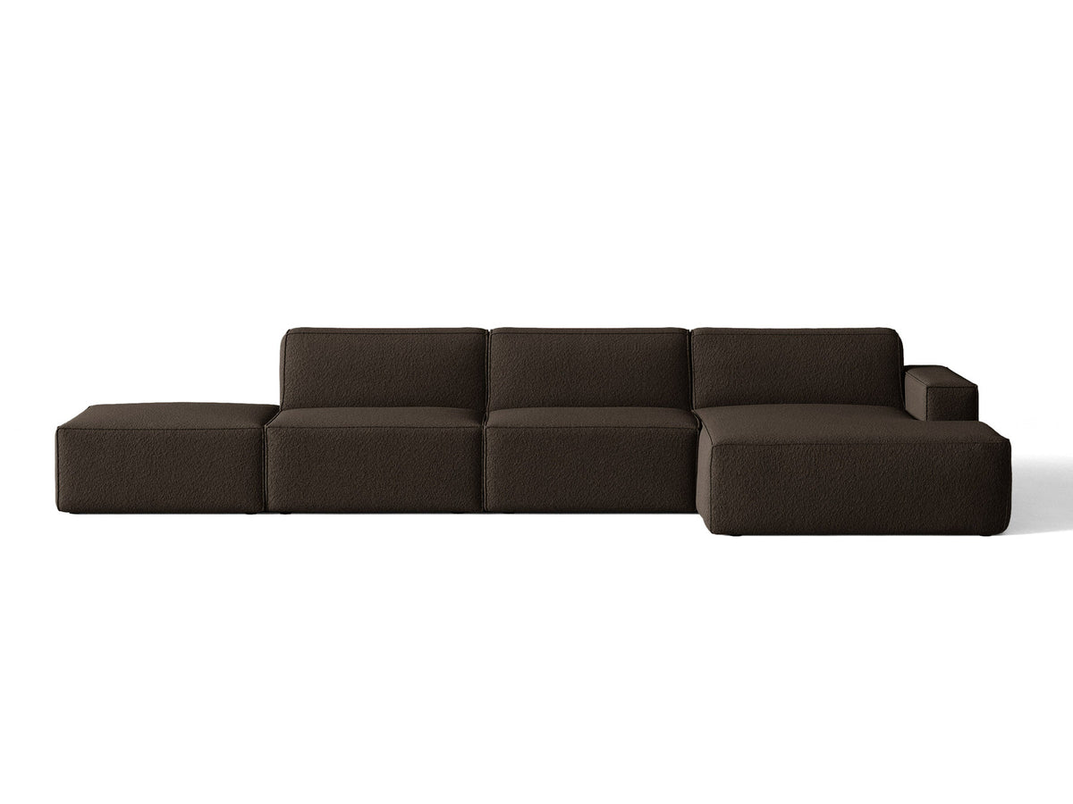 Modulares Ecksofa Jodie von Micadoni mit Stoffbezug, Holzrahmen und niedrigen schwarzen Beinen