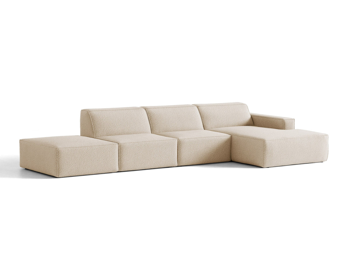 Modulares Ecksofa Jodie von Micadoni mit Stoffbezug, Holzrahmen und niedrigen schwarzen Beinen