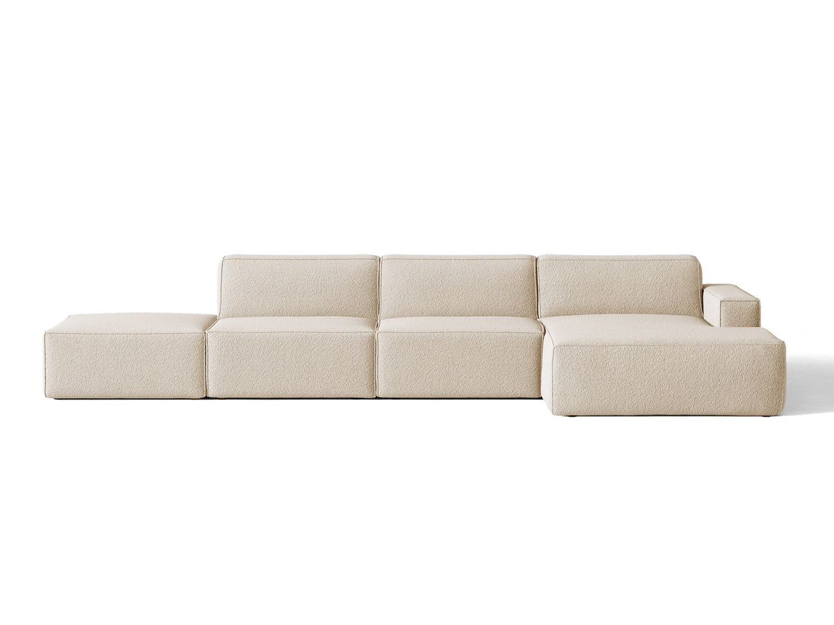 Modulares Ecksofa Jodie von Micadoni mit Stoffbezug, Holzrahmen und niedrigen schwarzen Beinen