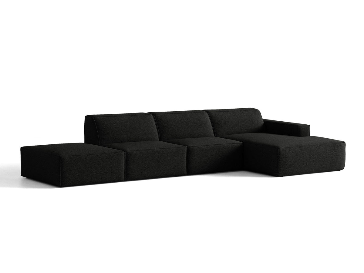 Modulares Ecksofa Jodie von Micadoni mit Stoffbezug, Holzrahmen und niedrigen schwarzen Beinen
