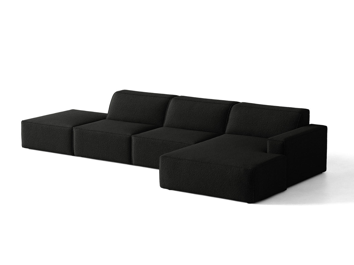 Modulares Ecksofa Jodie von Micadoni mit Stoffbezug, Holzrahmen und niedrigen schwarzen Beinen
