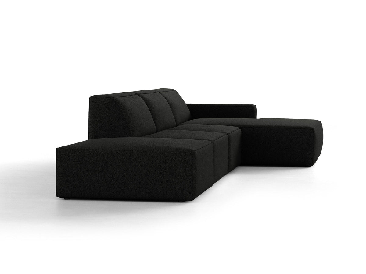 Modulares Ecksofa Jodie von Micadoni mit Stoffbezug, Holzrahmen und niedrigen schwarzen Beinen