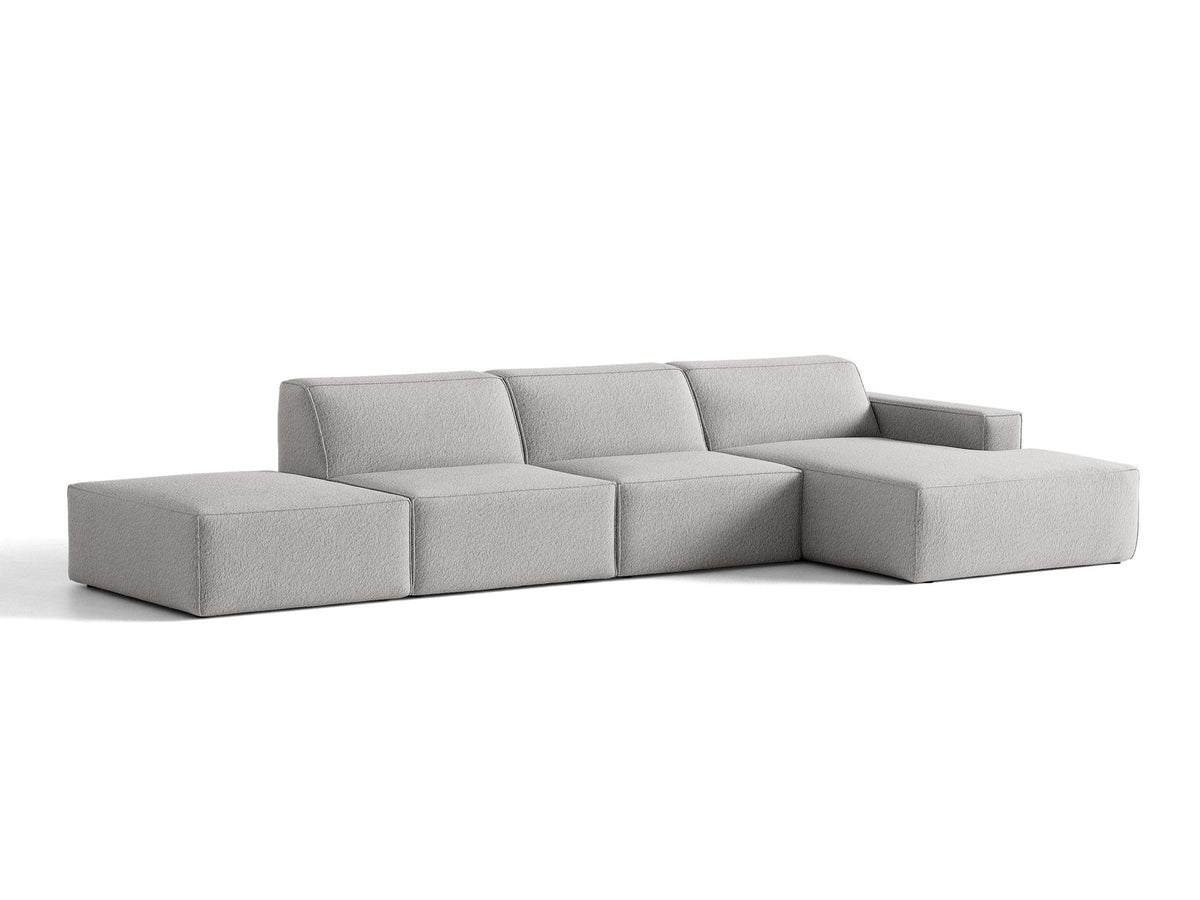 Modulares Ecksofa Jodie von Micadoni mit Stoffbezug, Holzrahmen und niedrigen schwarzen Beinen
