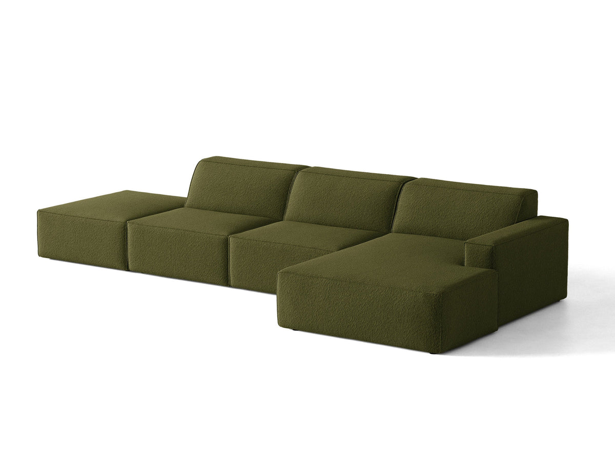 Modulares Ecksofa Jodie von Micadoni mit Stoffbezug, Holzrahmen und niedrigen schwarzen Beinen