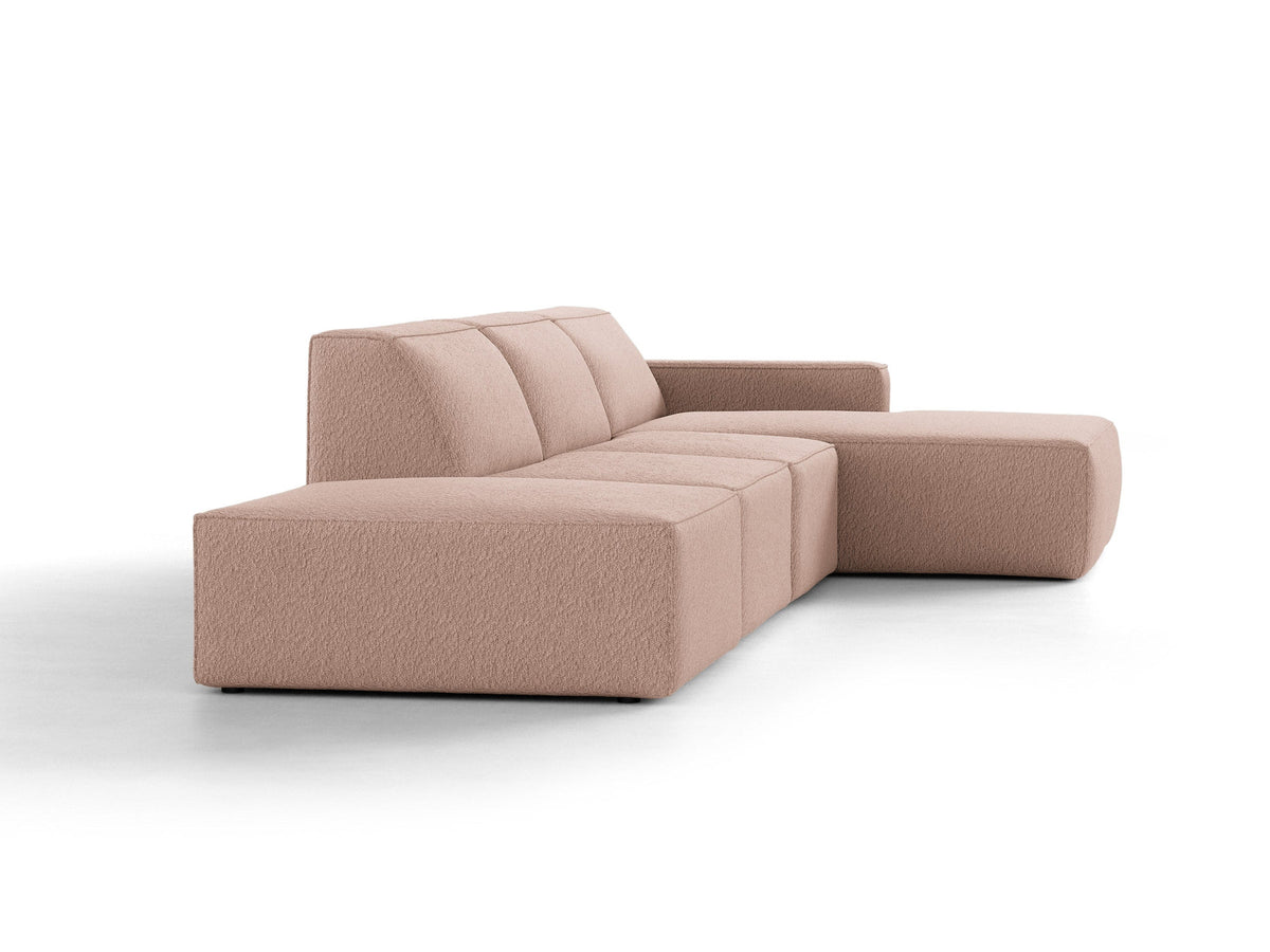 Modulares Ecksofa Jodie von Micadoni mit Stoffbezug, Holzrahmen und niedrigen schwarzen Beinen
