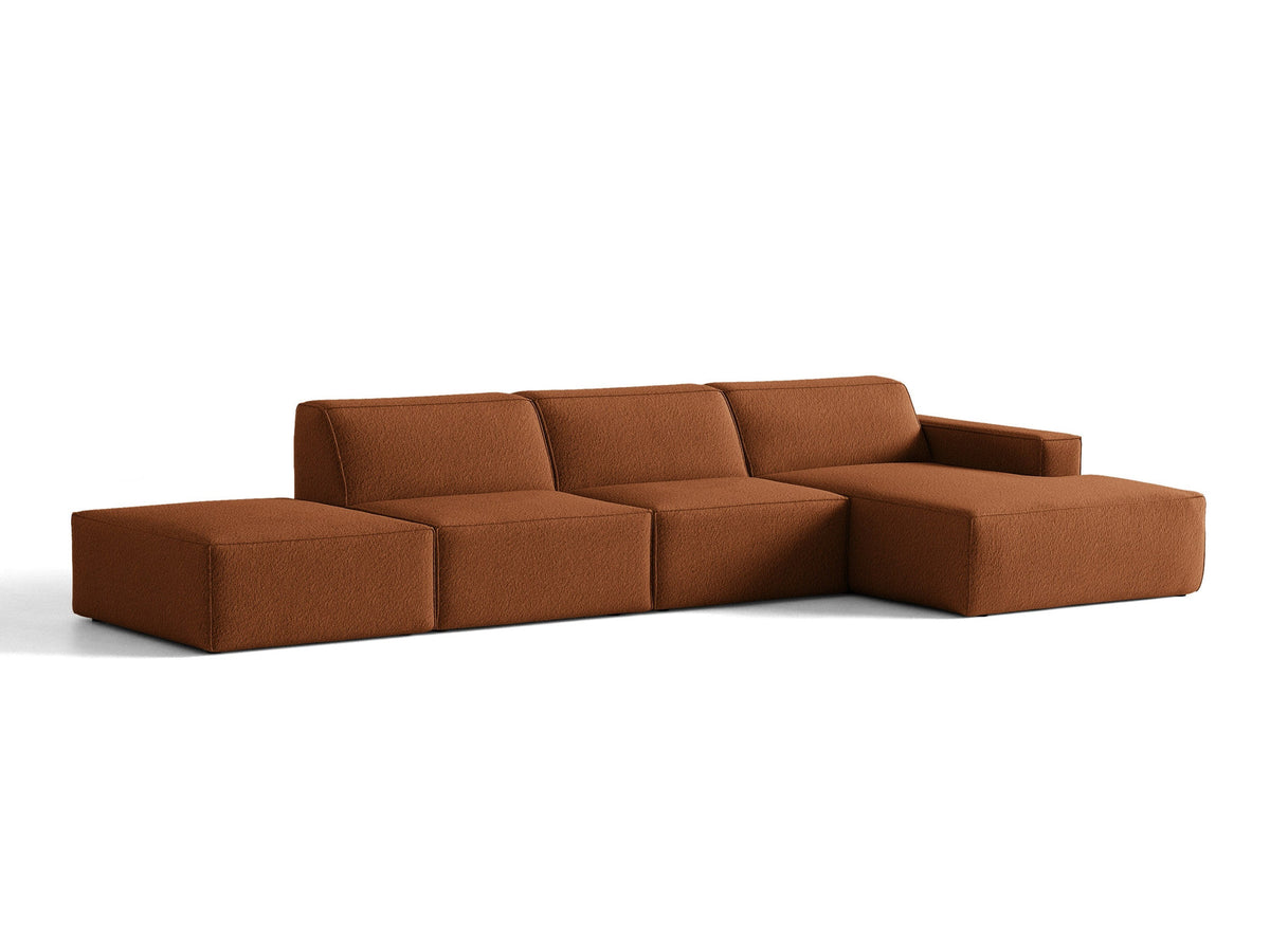 Modulares Ecksofa Jodie von Micadoni mit Stoffbezug, Holzrahmen und niedrigen schwarzen Beinen