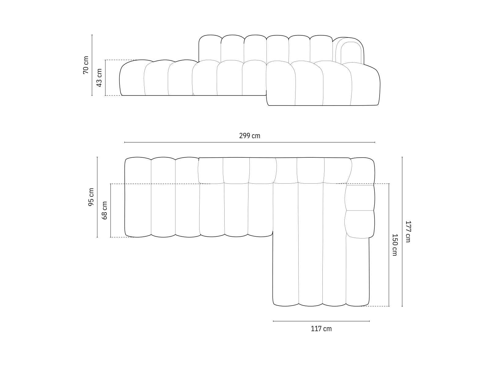 Lupine Modulares Ecksofa open rechts 5 Sitzer in Dark Olive Green präsentiert im Onlineshop von KAQTU Design AG. L-Sofa rechts ist von Micadoni
