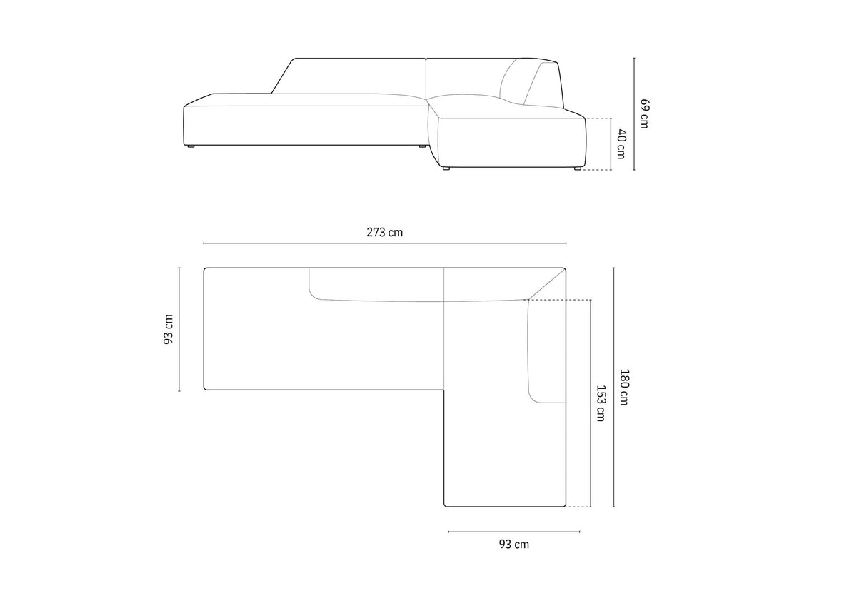Ruby Modulares Ecksofa Open end rechts 4 Sitzer in Light Grey-Ottawa präsentiert im Onlineshop von KAQTU Design AG. L-Sofa rechts ist von Micadoni