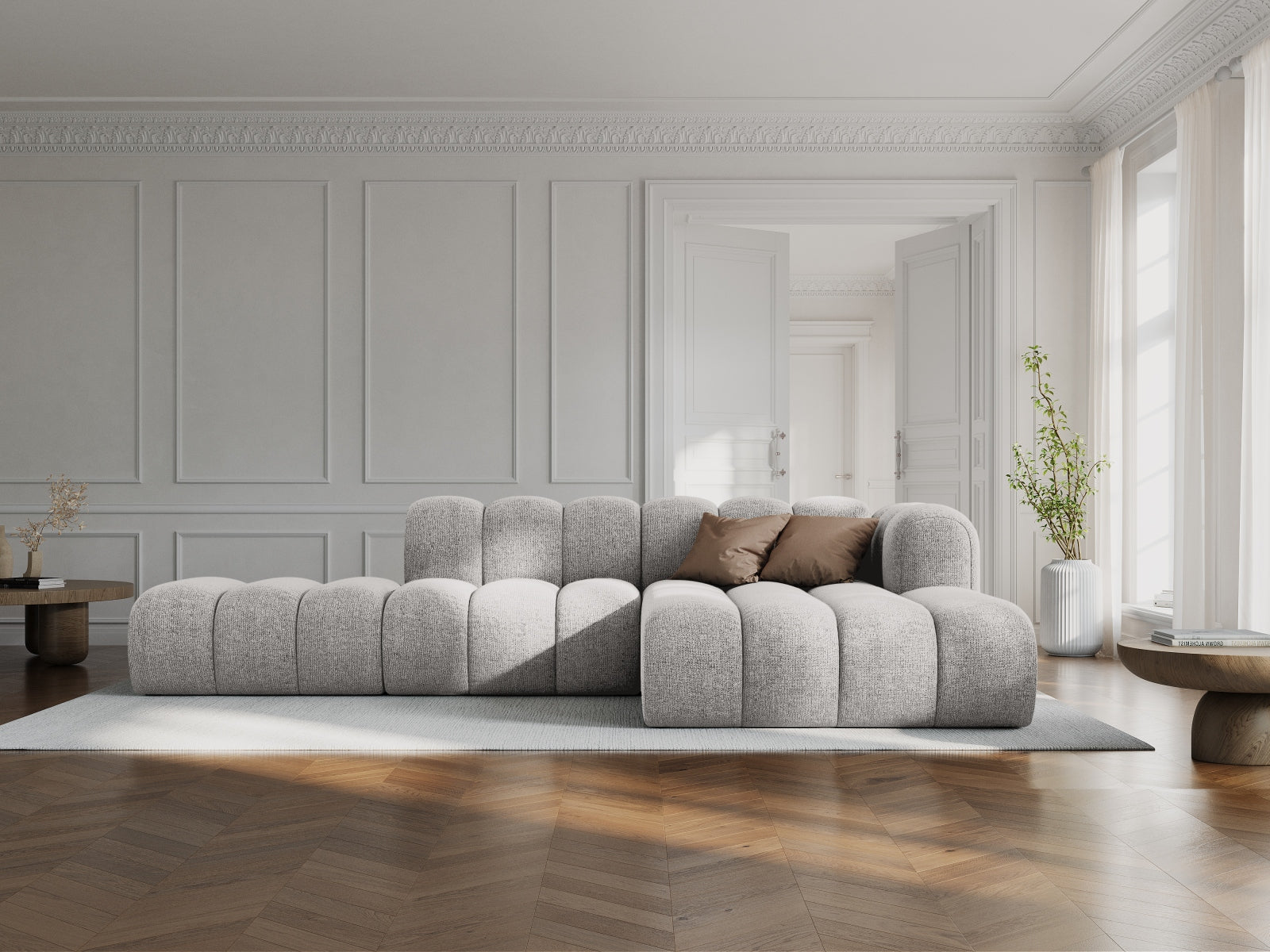 Lupine Modulares Ecksofa open rechts 5 Sitzer in Light Grey präsentiert im Onlineshop von KAQTU Design AG. L-Sofa rechts ist von Micadoni
