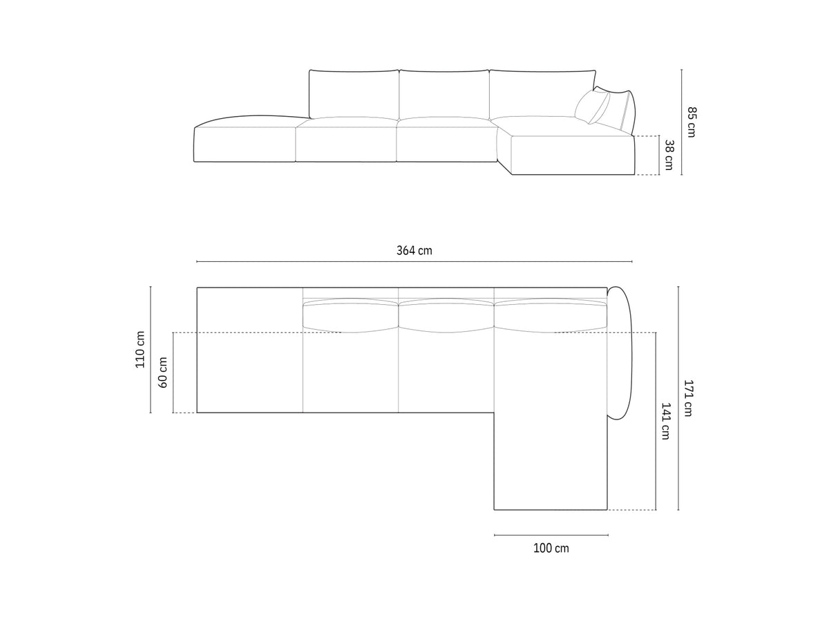 Kaelle Ecksofa rechts 5 Sitzer in Green-Over The Horizon präsentiert im Onlineshop von KAQTU Design AG. Bettsofa rechts ist von Micadoni