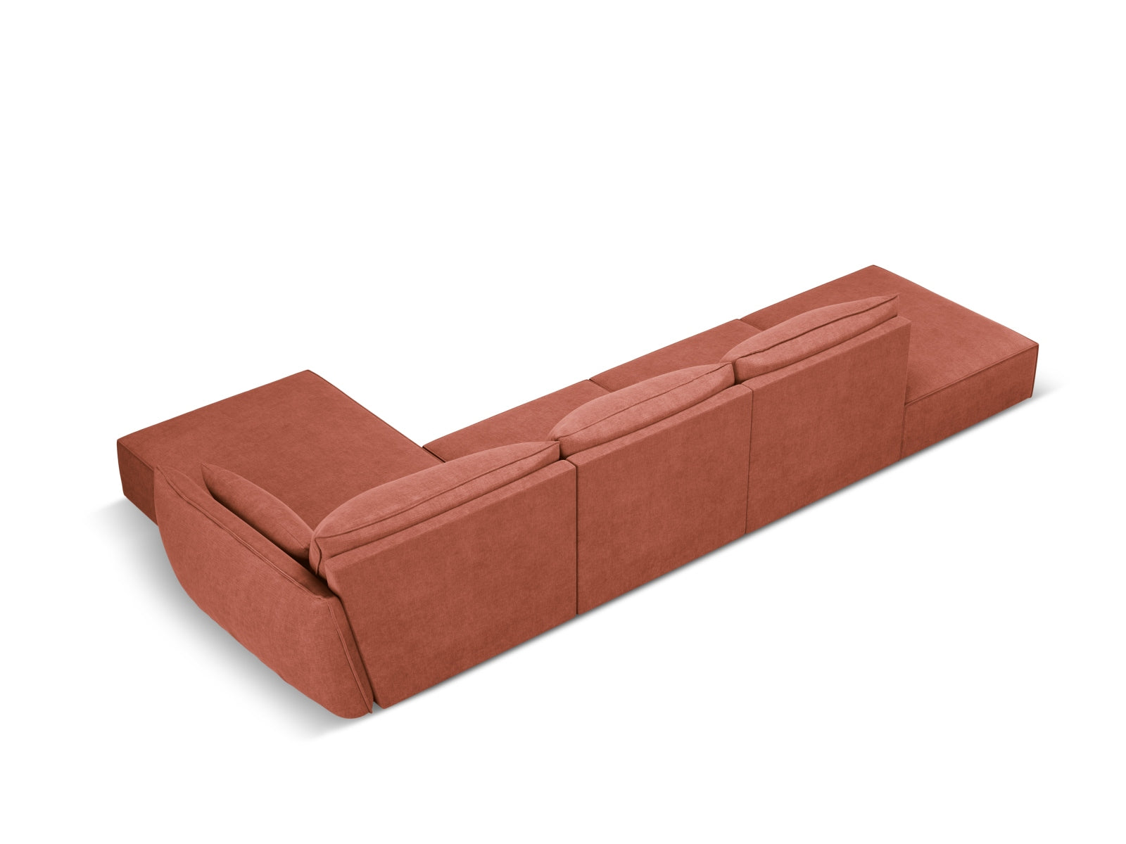 Elegantes Kaelle Ecksofa in warmem Terracotta, 5-Sitzer, perfekt als Schlafsofa, von Micadoni für ein modernes Wohnambiente.