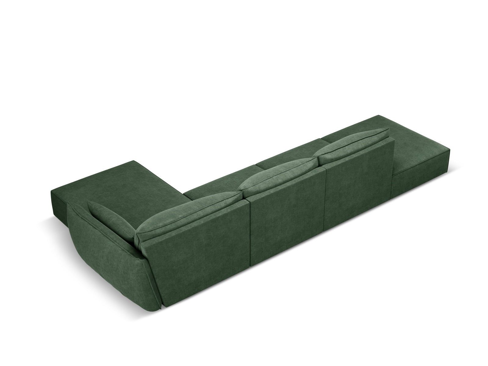 Modernes Kaelle Ecksofa in edlem Flaschengrün, 5-Sitzer mit praktischer Bettfunktion, perfekt für gemütliche Abende und stilvolle Einrichtung.