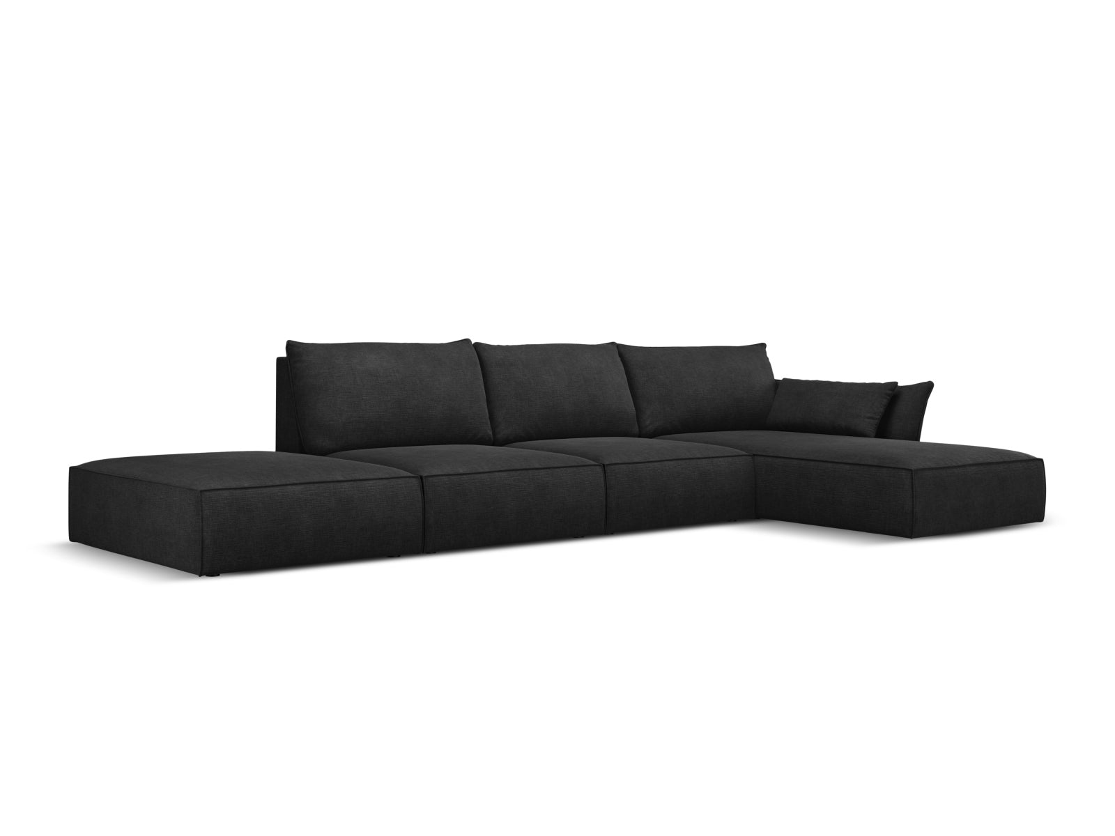 Stylisches Kaelle Ecksofa rechts, 5-Sitzer in elegantem Schwarz, ideal als Bettsofa für modernen Wohnraum, von Micadoni.