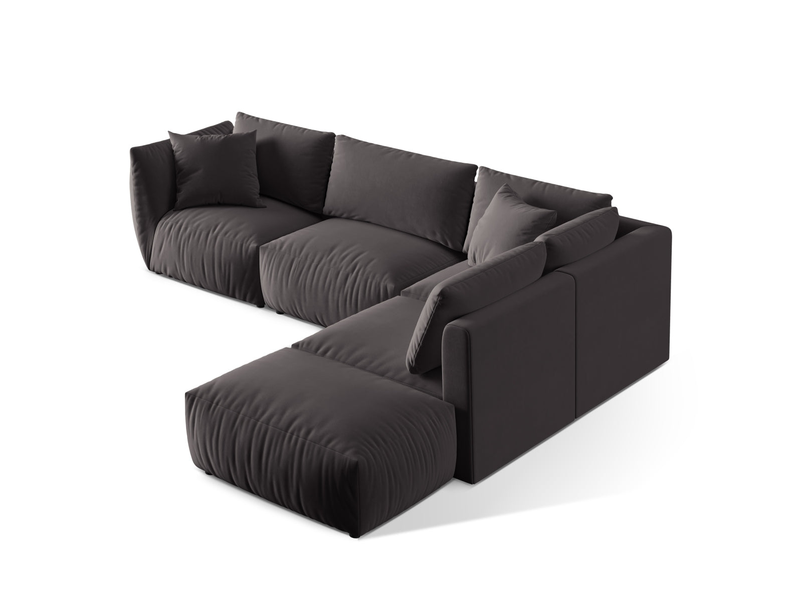 Chris Velour Modular Ecksofa rechts 4 Sitzer in Dark Grey-Casino präsentiert im Onlineshop von KAQTU Design AG. Ecksofa rechts ist von Micadoni