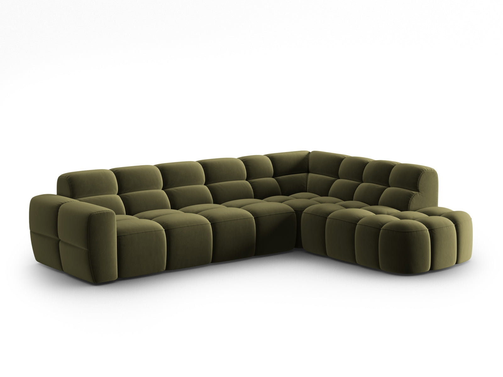Lisa Velour Ecksofa rechts 5 Sitzer in Light Green präsentiert im Onlineshop von KAQTU Design AG. Ecksofa rechts ist von Micadoni