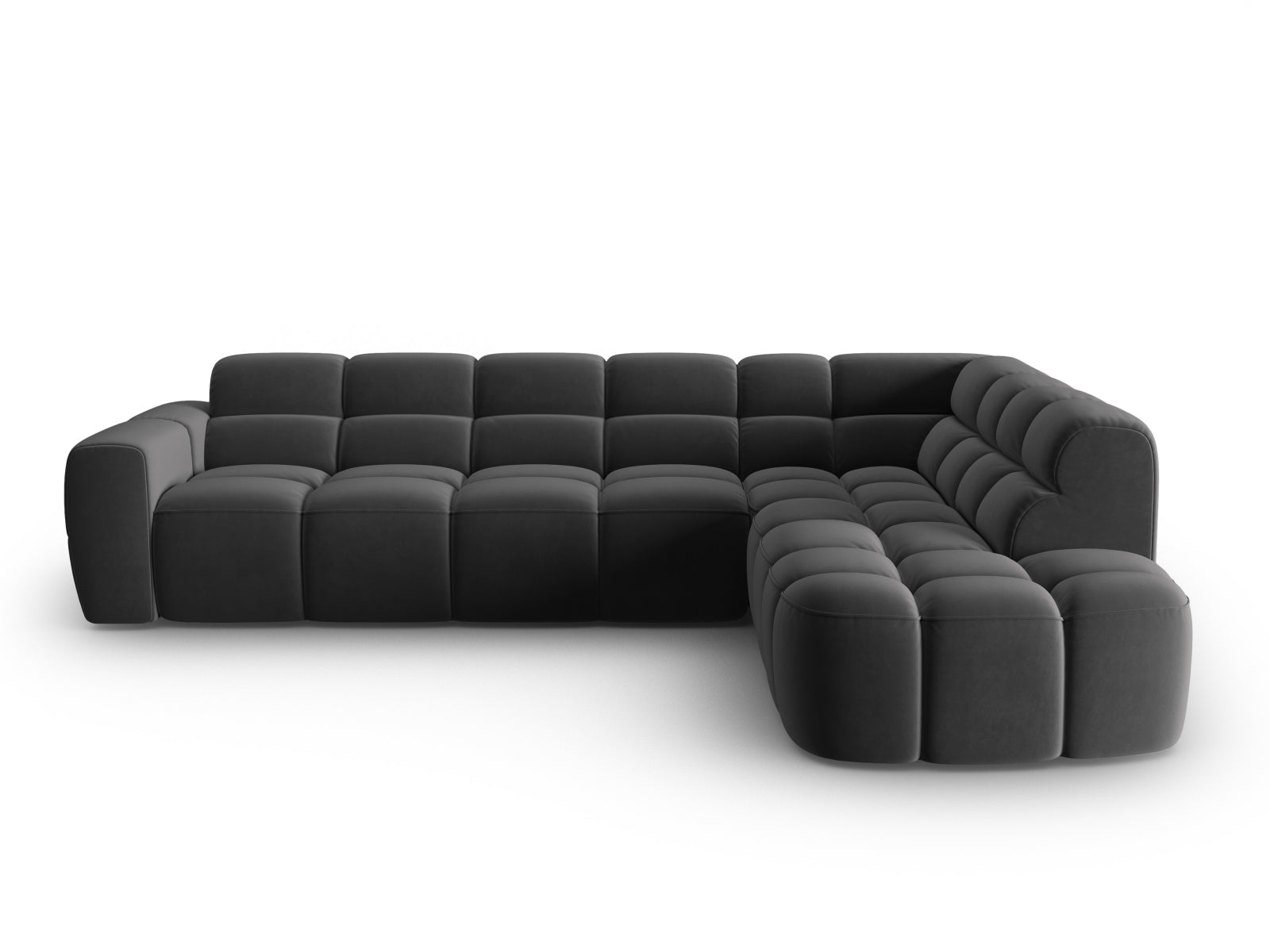 Lisa Velour Ecksofa rechts 5 Sitzer in Dark Grey präsentiert im Onlineshop von KAQTU Design AG. Ecksofa rechts ist von Micadoni