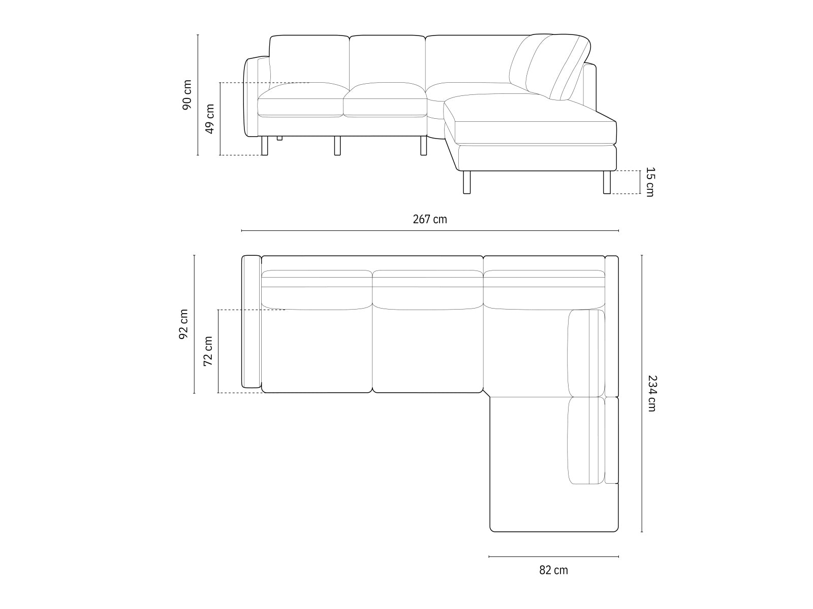 Entdecken Sie das Eden Ecksofa rechts von Micadoni: Elegantes Design, weicher Velours, grosszügiger 4-Sitzer für stilvolles und komfortables Wohnen.