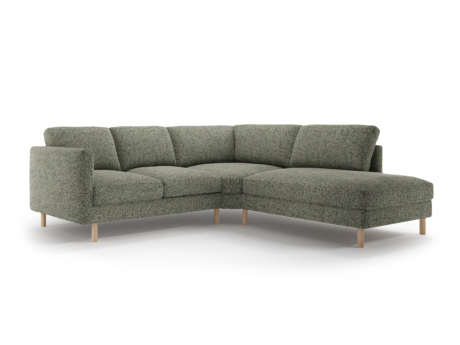 Elegantes Eden Ecksofa rechts, 4-Sitzer in ansprechendem Moss Green Melange, ideal für stilvolle und einladende Wohnräume.
