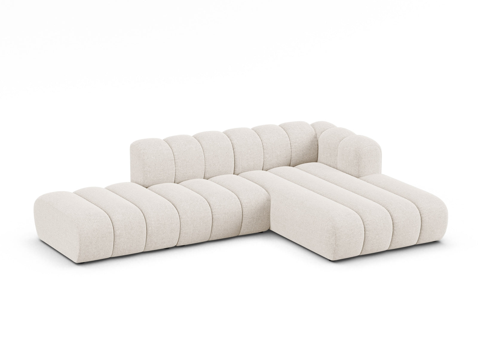 Elegantes Lupine Modular Open Ecksofa rechts, 5 Sitzer in hellem Beige, ideal für stilvolle Wohnräume, erhältlich bei KAQTU Design AG.