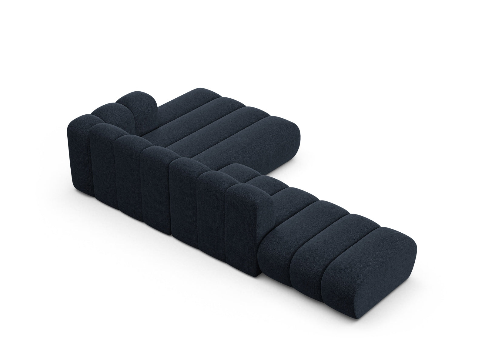Elegantes 5-Sitzer Ecksofa Lupine Modular Open rechts in Navy Blue-Eden, ideal für entspannte Stunden und modernes Wohndesign.
