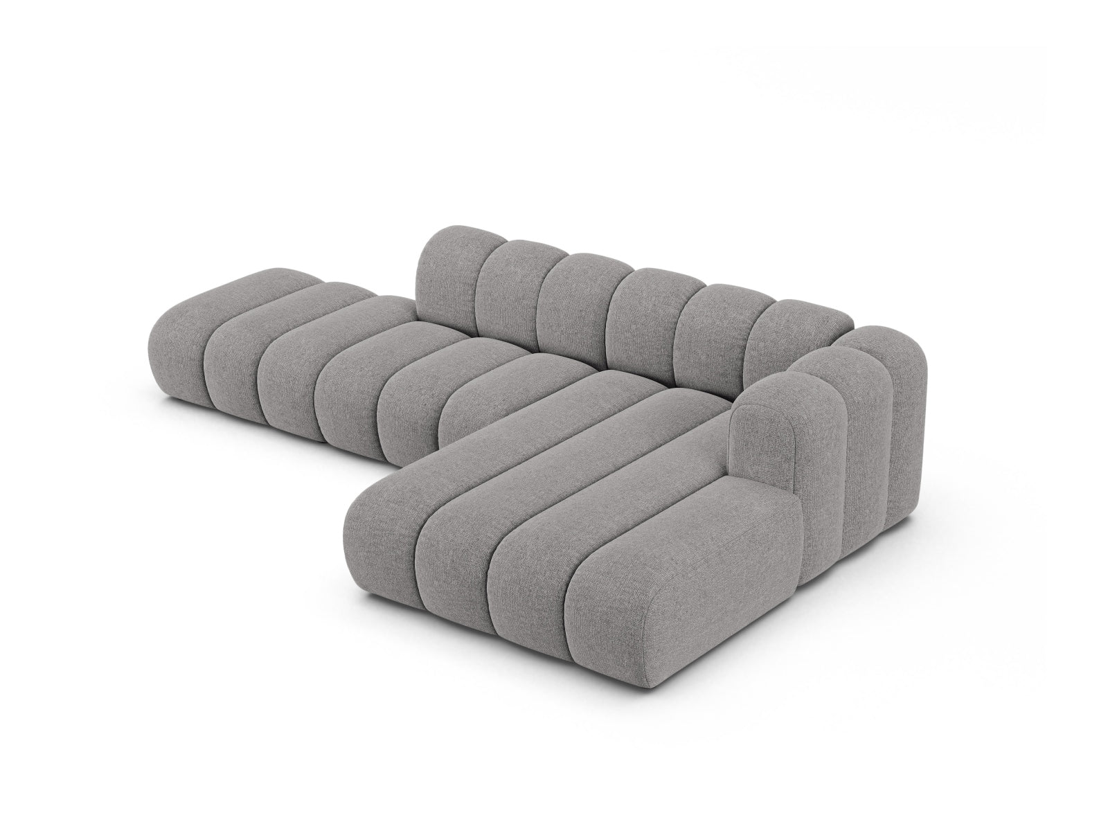 Elegantes 5-Sitzer Ecksofa Lupine Modular Open in hellem Grau, perfekt für stilvolle Wohnzimmer und entspannte Abende.