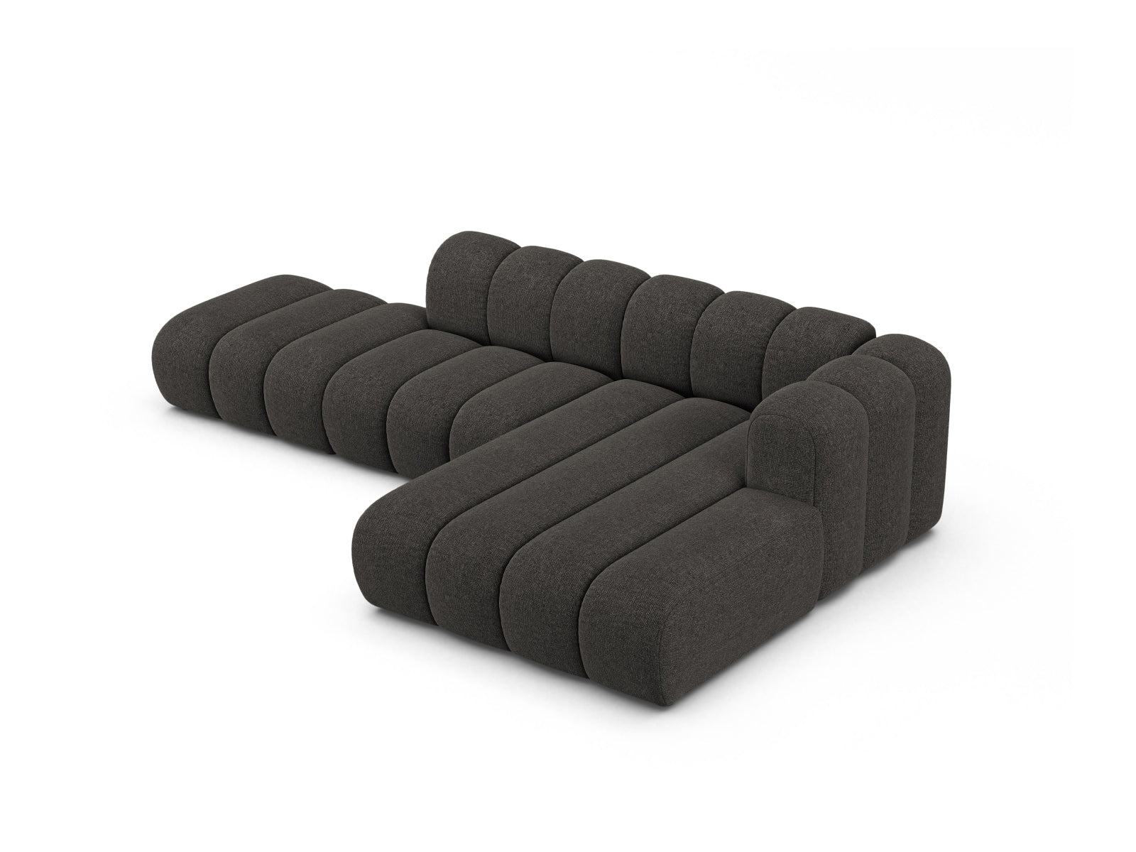 Modernes, flexibles Ecksofa in edlem Dunkelgrau, 5-Sitzer für komfortable Entspannung, perfekt für jedes Wohnzimmer von Micadoni.