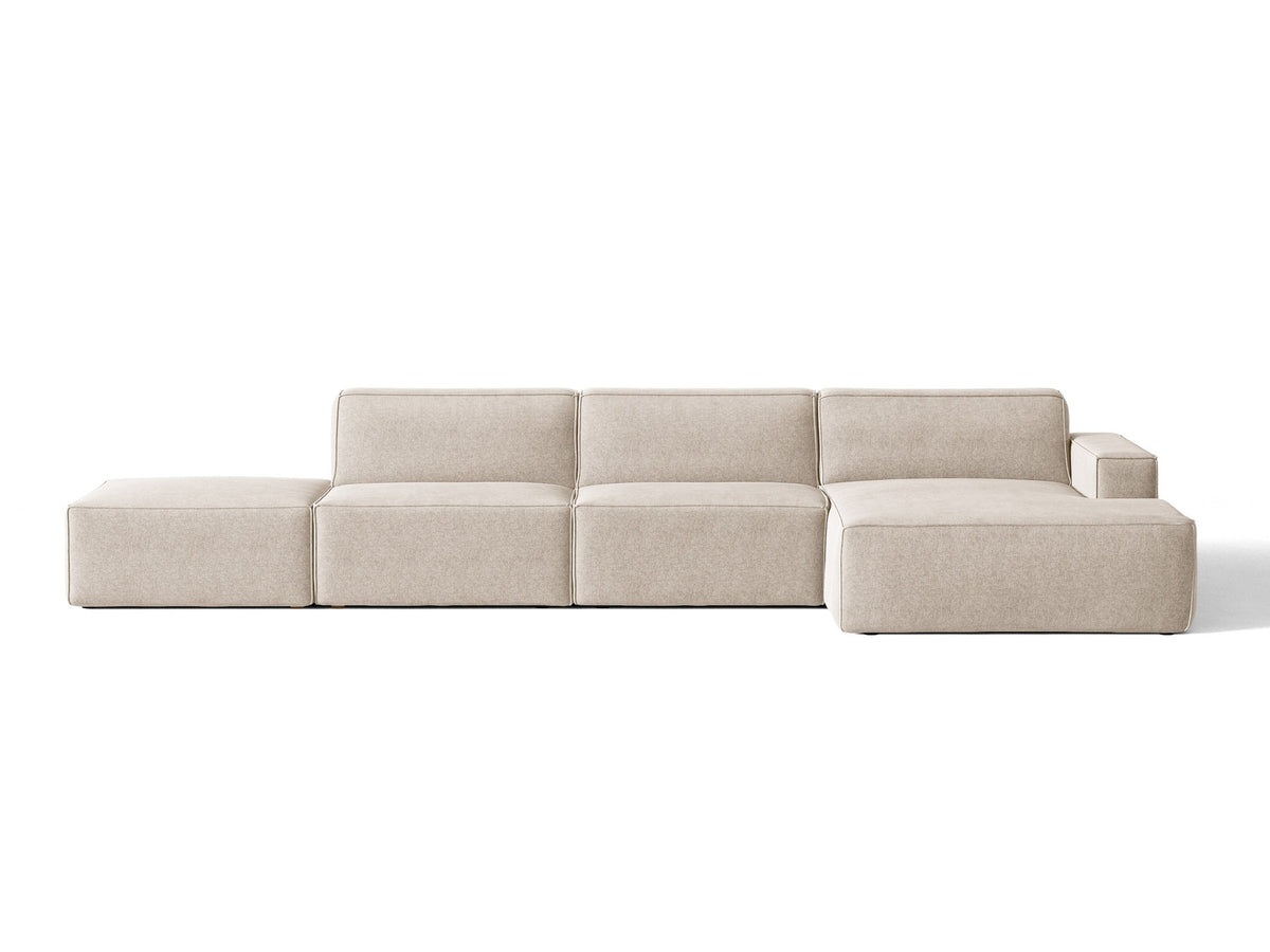 Modulares Ecksofa Jodie von Micadoni mit Stoffbezug, Holzrahmen und niedrigen schwarzen Beinen