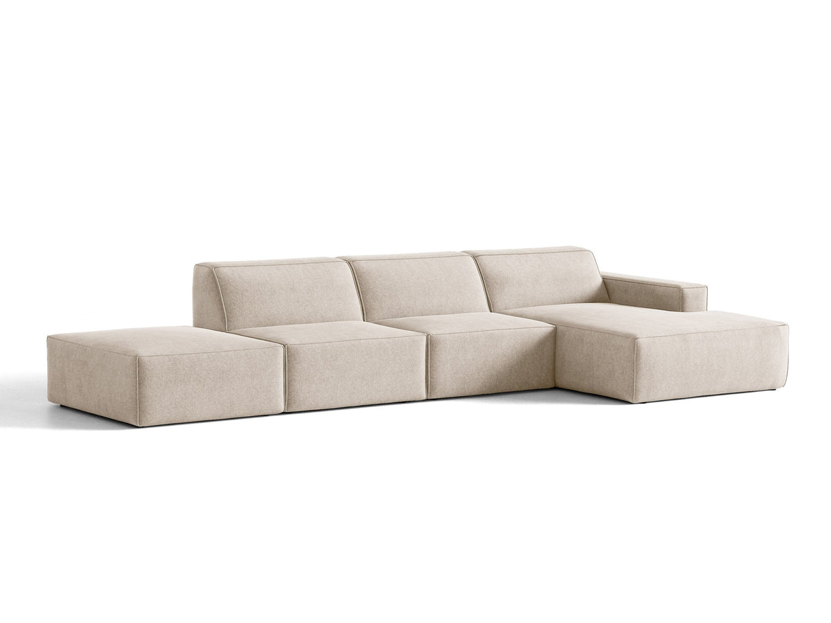 Modulares Ecksofa Jodie von Micadoni mit Stoffbezug, Holzrahmen und niedrigen schwarzen Beinen