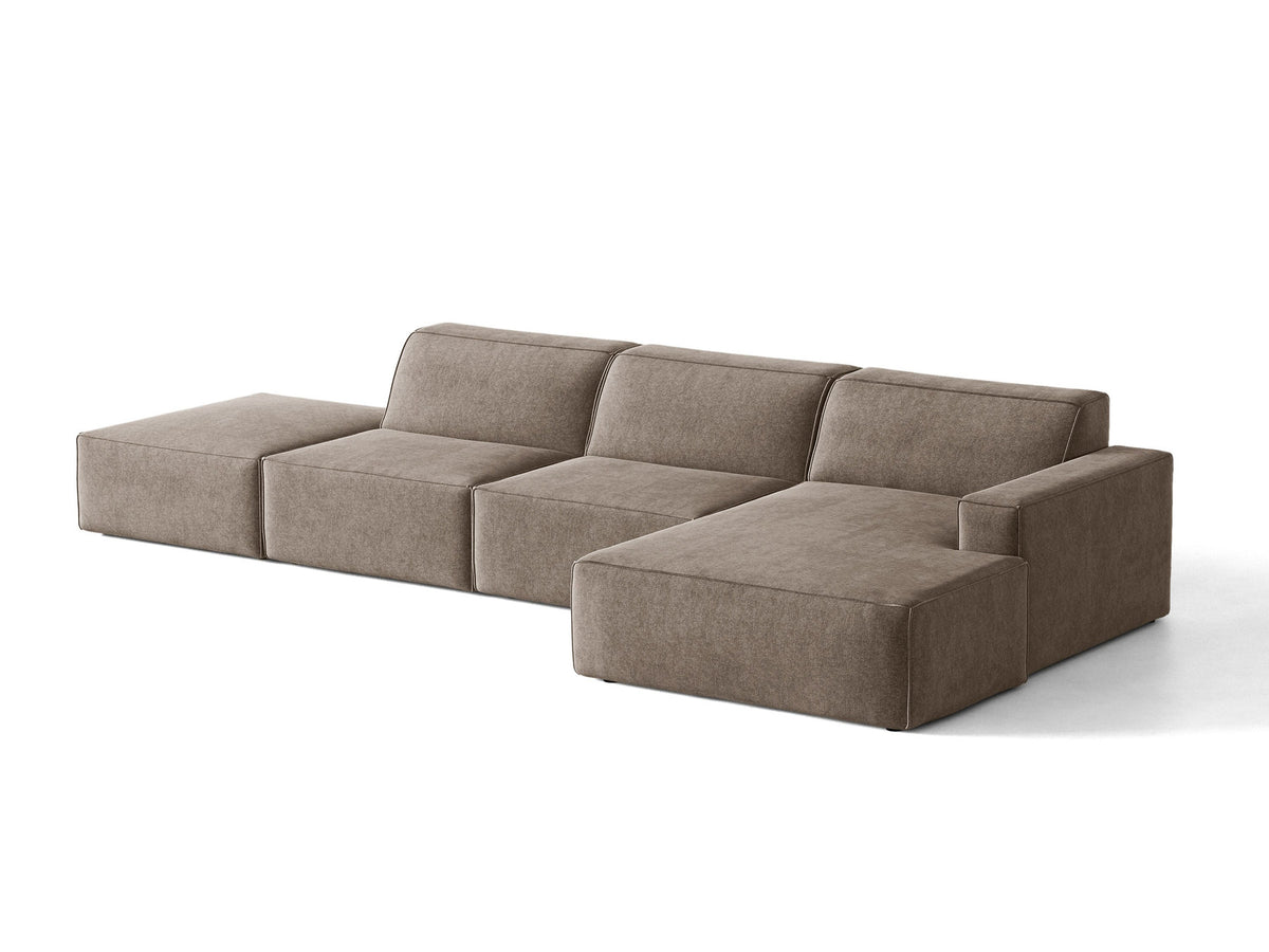 Modulares Ecksofa Jodie von Micadoni mit Stoffbezug, Holzrahmen und niedrigen schwarzen Beinen