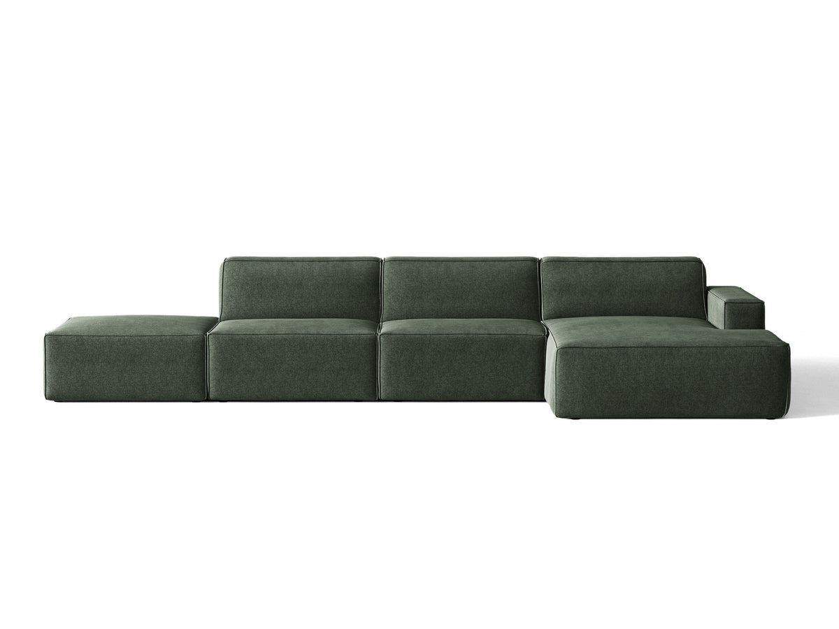 Modulares Ecksofa Jodie von Micadoni mit Stoffbezug, Holzrahmen und niedrigen schwarzen Beinen